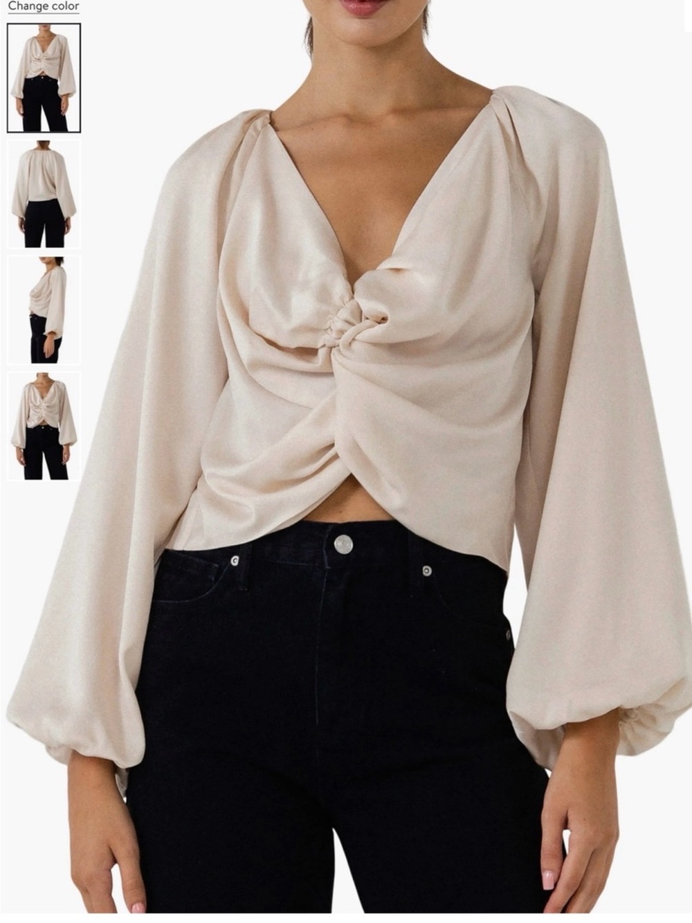 NWT Endless Rose Satin Twist Front Top Size M